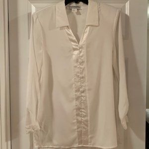 White Blouse Satin Accents